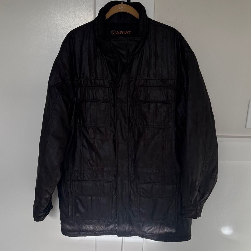 Ariat Men's Dark Brown Field Jacket Insulated Utility Pockets Zip Closure Sz XL